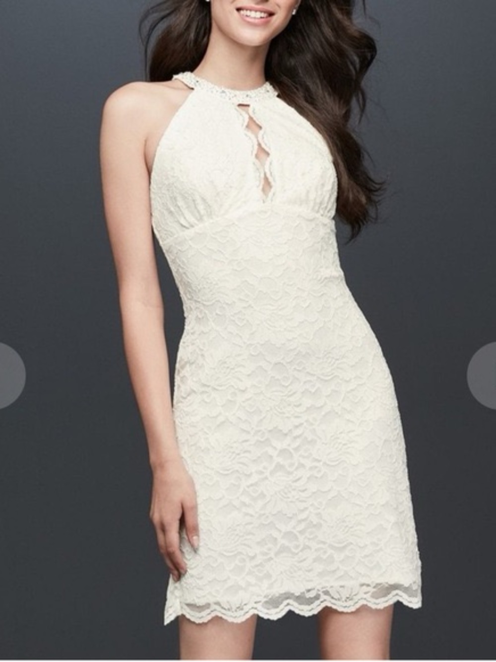 NWT db studio Ivory Lace Halter Sheath Wedding Dress Size 12